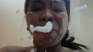 Filipina Girl Gina Jones Licking Up My Cum 