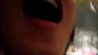 Asian exchange student sucks balls and gets cum in mouth