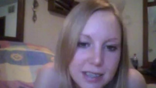 Blonde teen NAKED with shaved twat