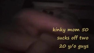 LEASHED CUFFED STONED MILF 50 SUCKS OFF TWO 20 YEAR OLDS