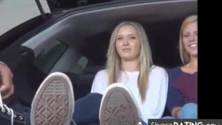 Feet licking in car   