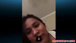 Asian Filipino Skype on bed