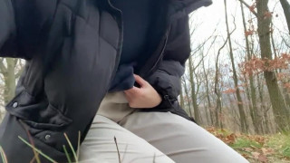 playing with my pussy in the forest on all fours