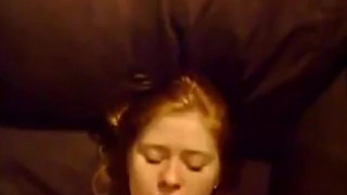 teen redhead blow and cumshot on her baby face
